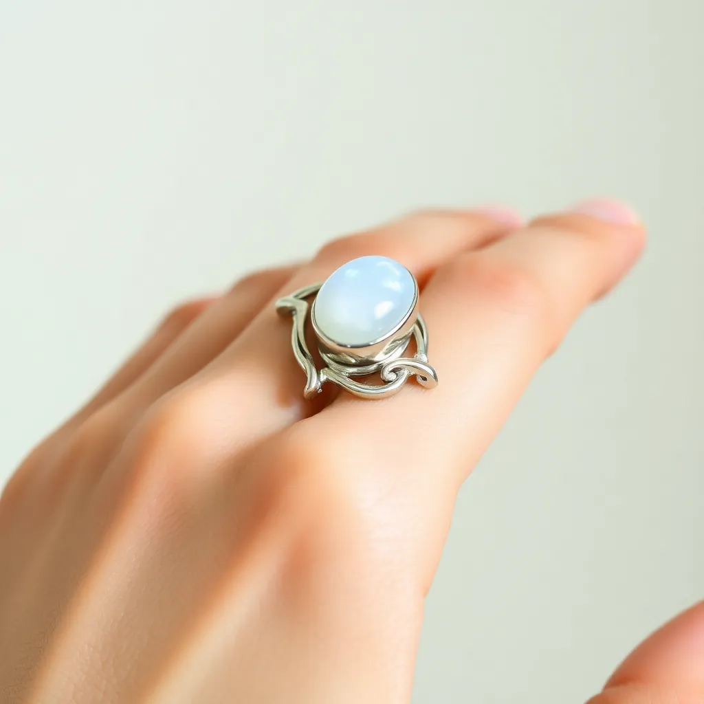 Серебряное кольцо с лунным камнем